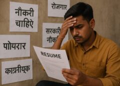 रिज़्यूमे के साथ चिंतित युवक जो नौकरी की तलाश में है – बेरोजगारी से मुक्ति के उपायों की खोज में