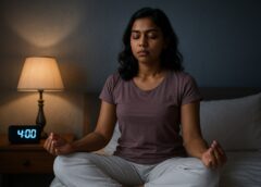 सुबह 4 बजे ध्यान करती हुई महिला, चमत्कारी दिनचर्या की शुरुआत करते हुए